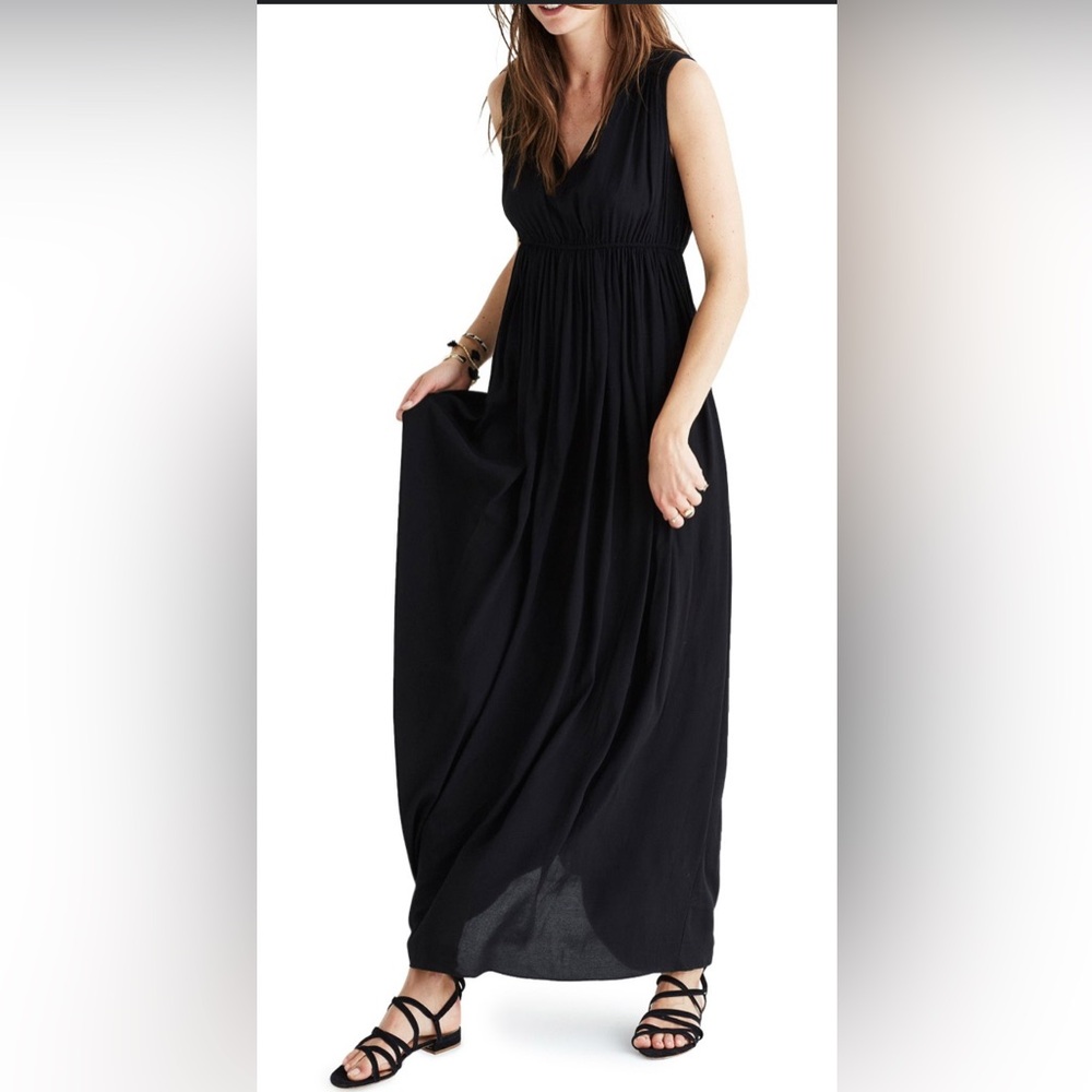 MADEWELL Magnolia tie back black maxi dress size medium